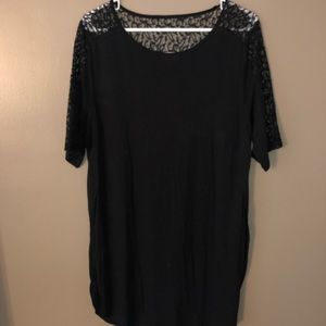 Black lace shoulder tunic top